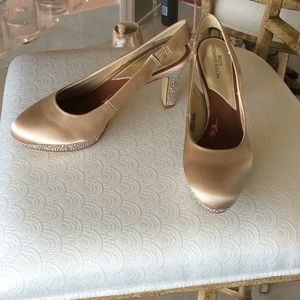 New satin and beaded heels